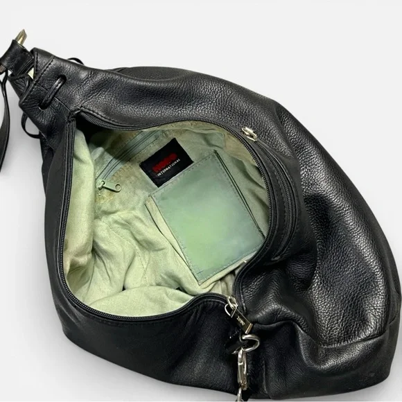 🖤 HOBO Black Pebbled Leather Slouch Shoulder Bag Crescent - Picture 4 of 5